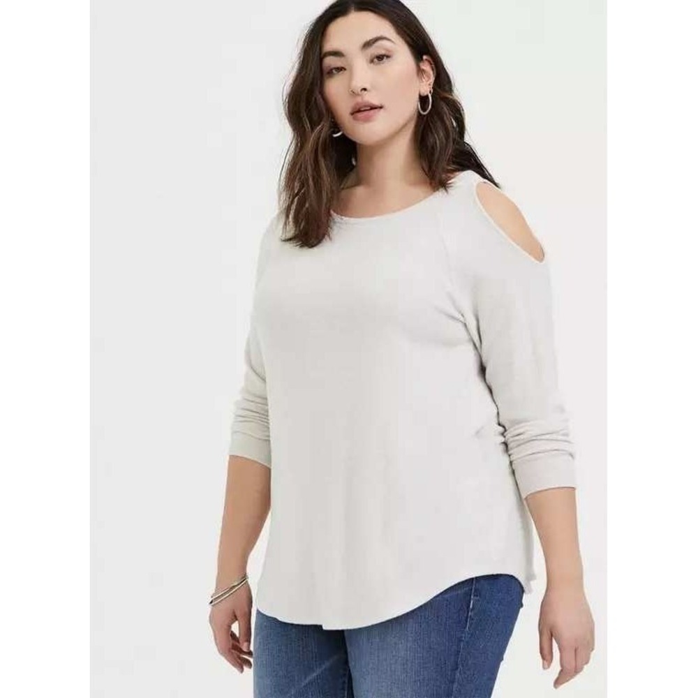 Torrid Super Soft Plush Cold Shoulder Long Sleeve Top Size 3